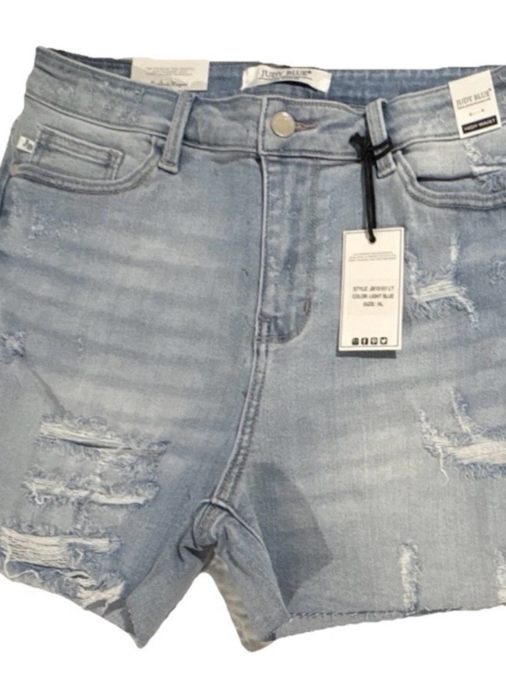 Judy Blue Light Wash Distressed Denim Shorts